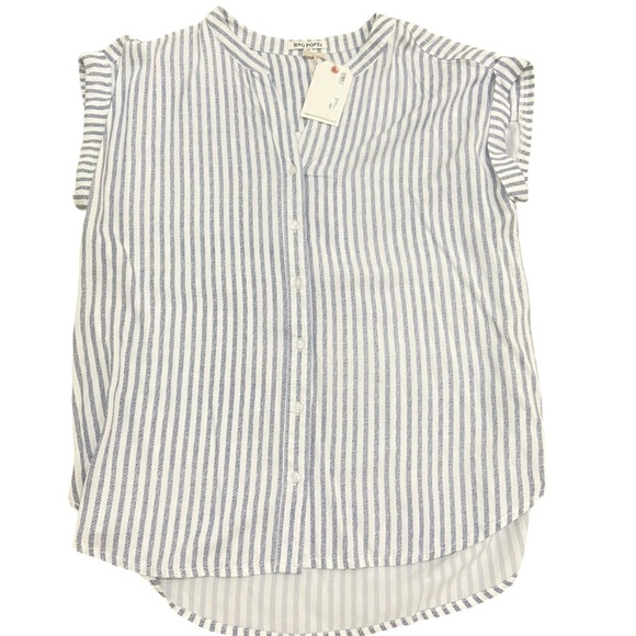 NWT Rag Poets 2 piece striped blue & white cropped pant &  cap sleeve top medium - Picture 6 of 16